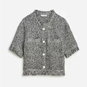 JCrew Gray Cropped Fringe Lady Jacket, Small